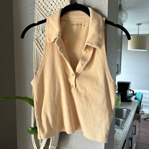 A&F collared polo cropped top